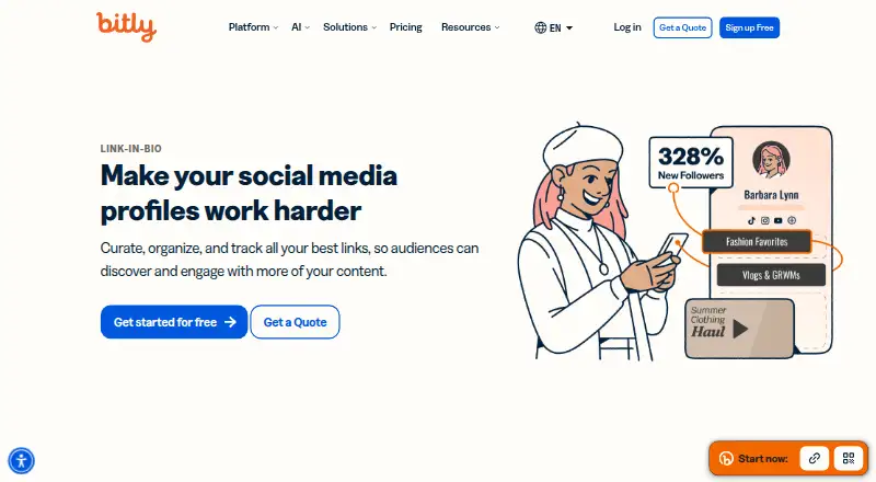 Bitly Link-in-bio's own site