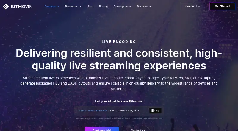 Bitmovin Live Encoder's own site