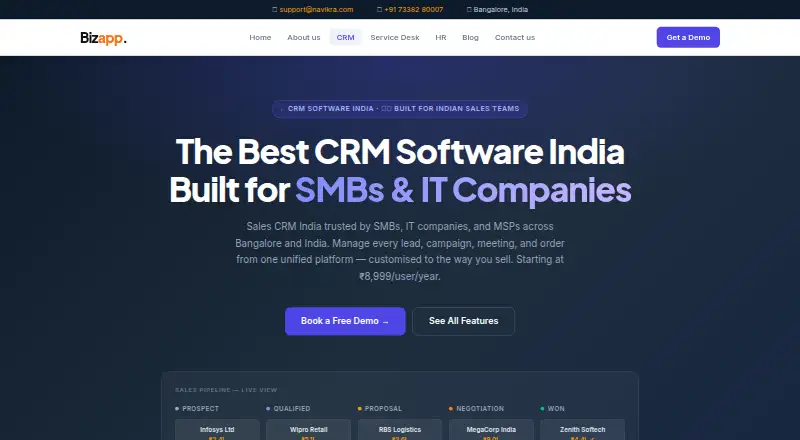 Bizapp CRM's own site