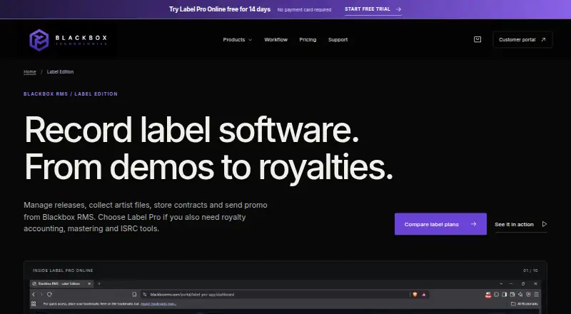 Blackbox RMS Label Edition's own site