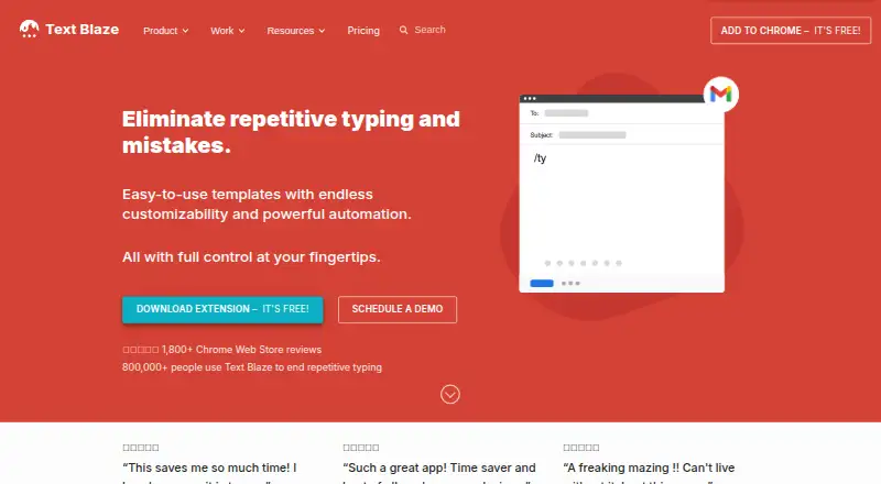 The Text Blaze homepage