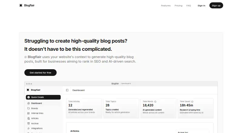 Blogflair's own site