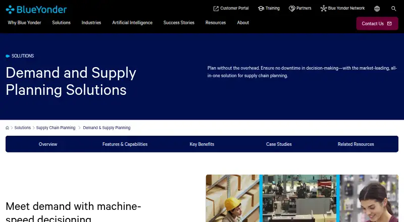 Blue Yonder Demand and Supply Planning's own site