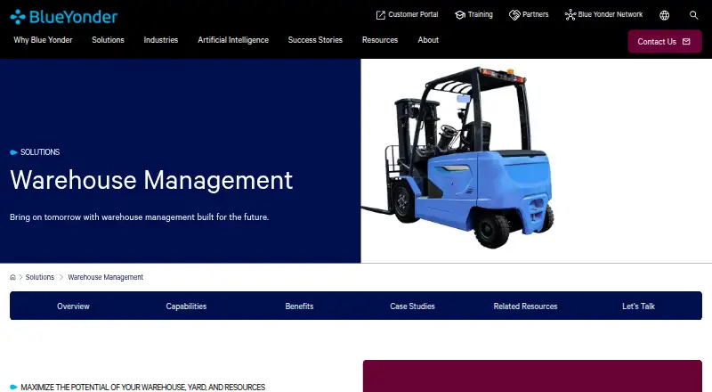 Blue Yonder Warehouse Management's own site