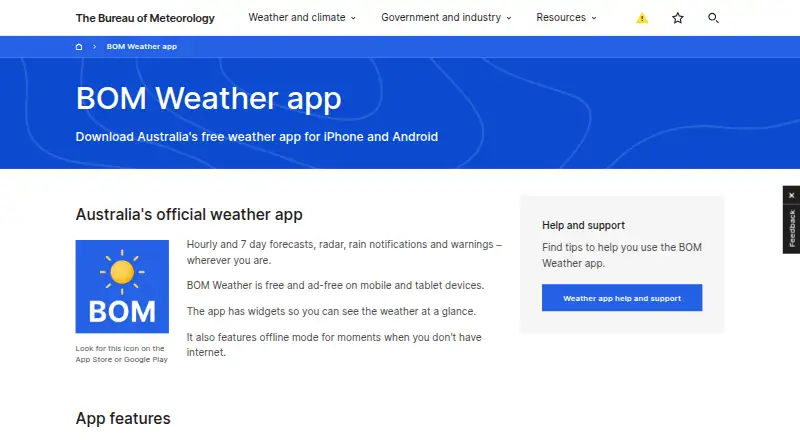 BOM Weather's own site