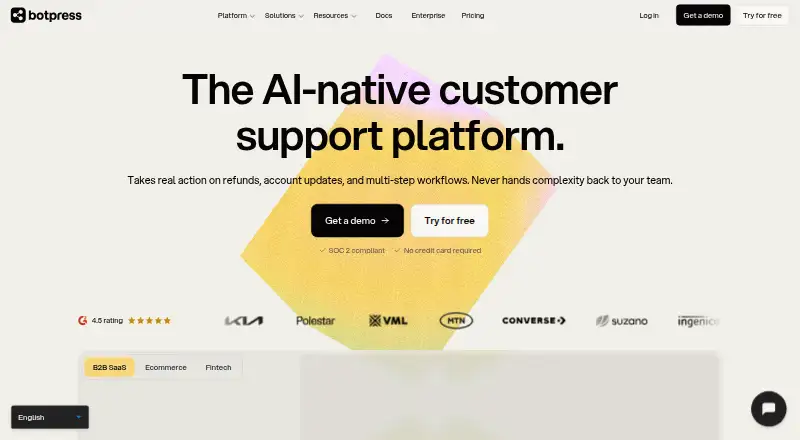 The Botpress homepage