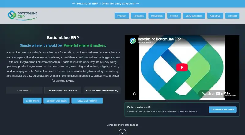 BottomLine ERP's own site