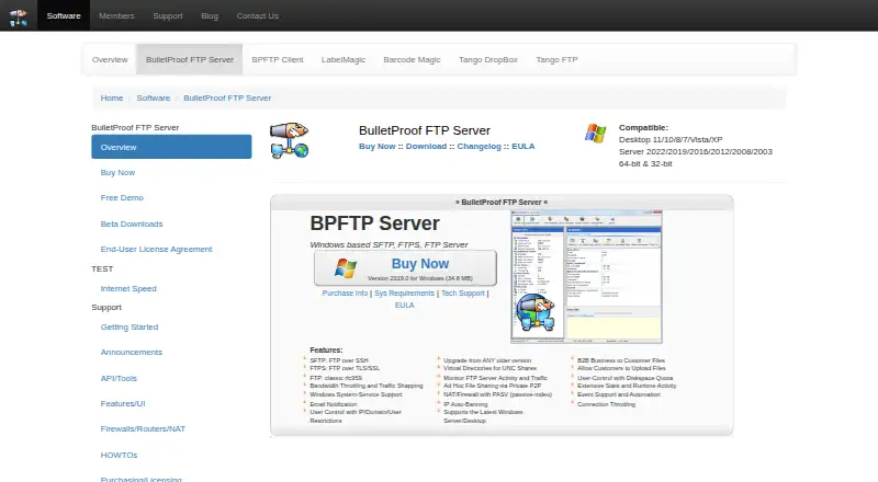 BulletProof FTP Server's own site