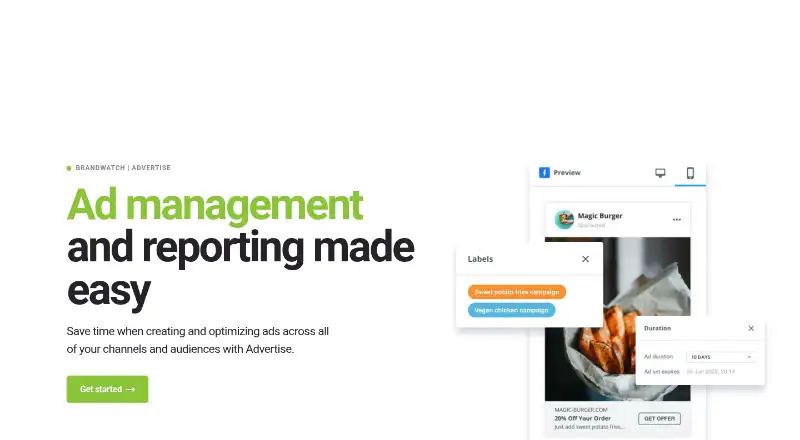 Brandwatch Advertise's own site