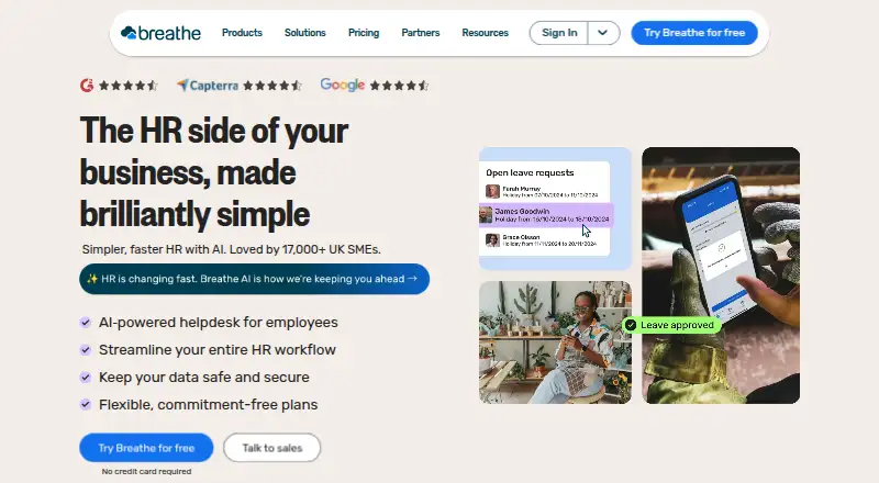 Breathe HR's own site