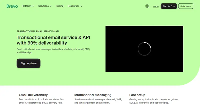 Brevo Transactional Email's own site