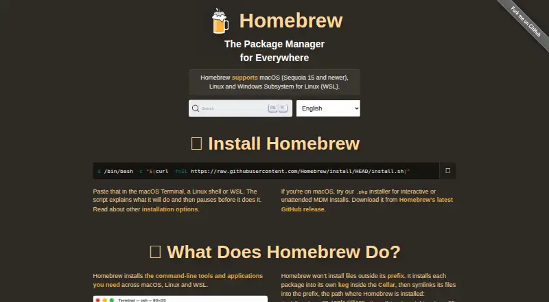 Homebrew's own site