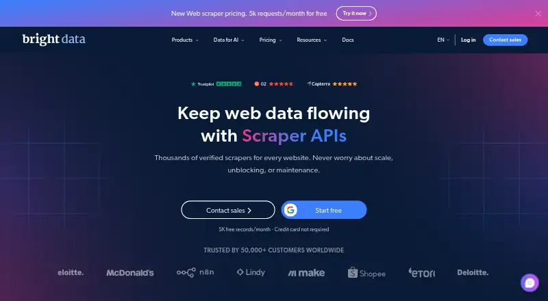 Bright Data Scraper APIs's own site