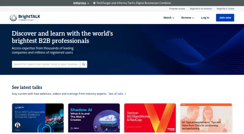 BrightTALK's own site