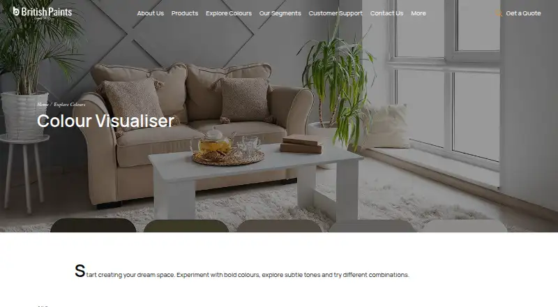 British Paints Colour Visualiser's own site