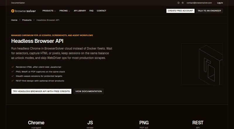 BrowserSolver Headless Browser API's own site