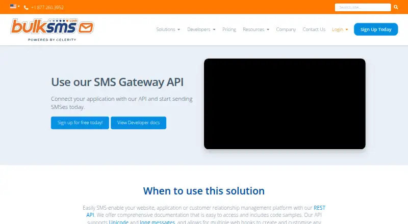 BulkSMS API's own site