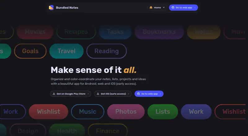 Bundled Notes's own site