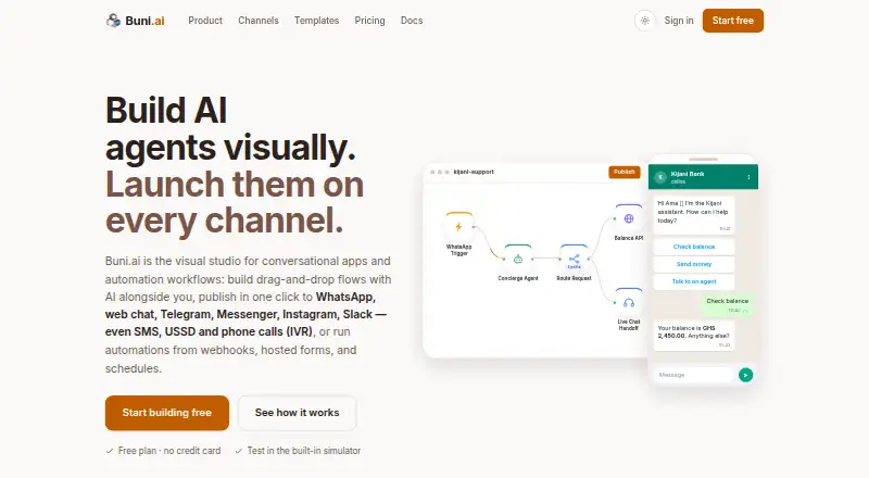 Buni.ai's own site