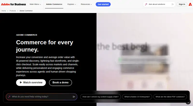 Adobe Commerce's own site