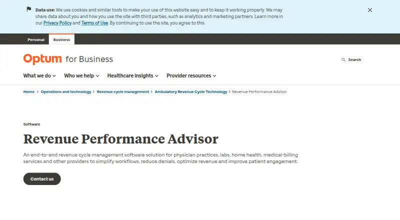 Optum Revenue Performance Advisor's own site