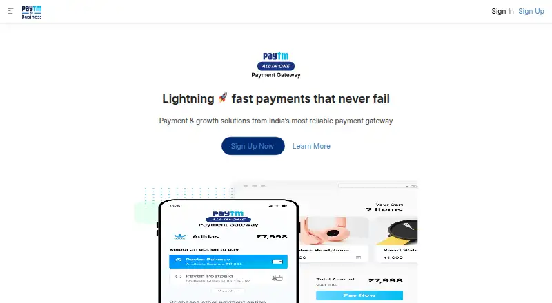 Paytm Payment Gateway's own site