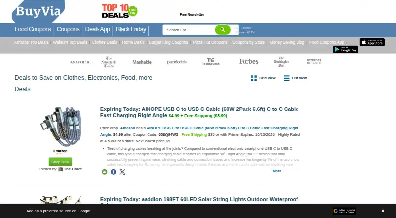 BuyVia's own site