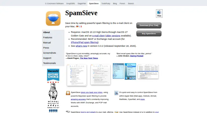 SpamSieve's own site