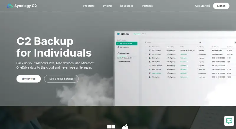 Synology C2 Backup's own site