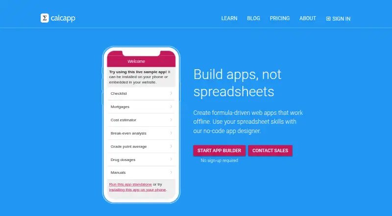 Calcapp's own site