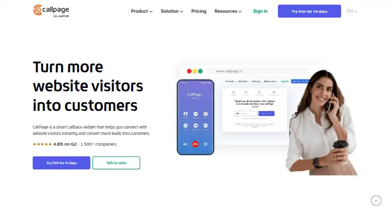 CallPage's own site