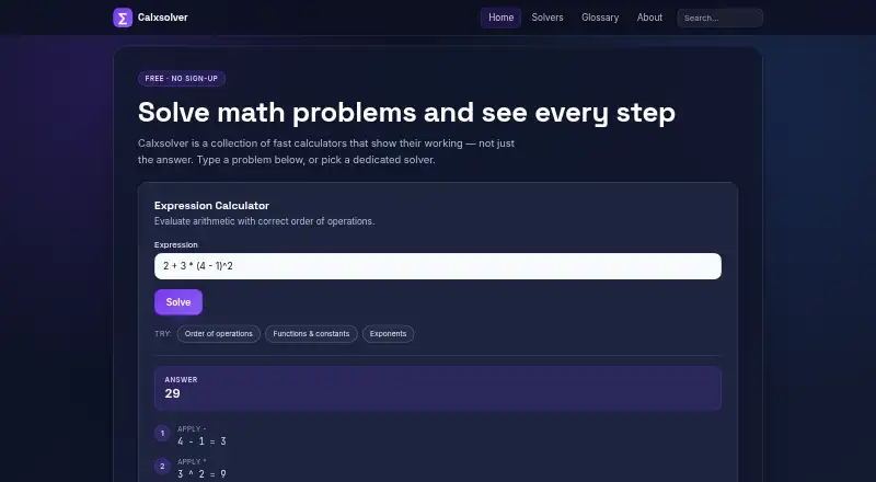 Calxsolver's own site