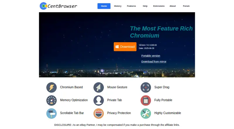 Cent Browser's own site