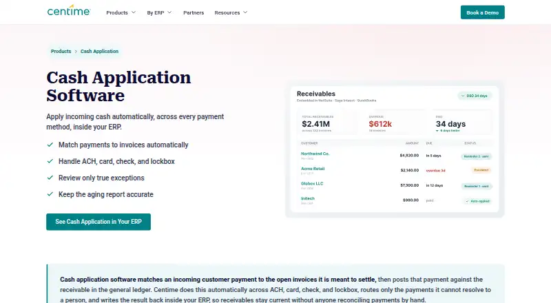 Centime Cash Application's own site