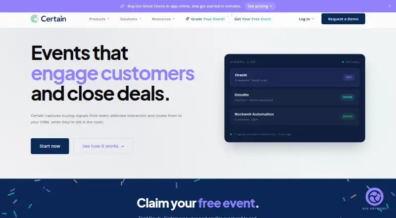 Certain's own site