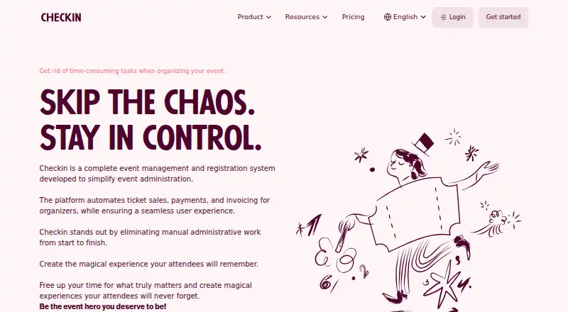 Checkin's own site