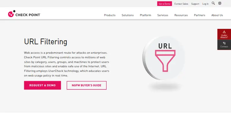 Check Point URL Filtering's own site