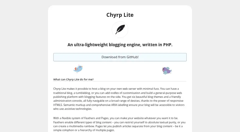 Chyrp Lite's own site