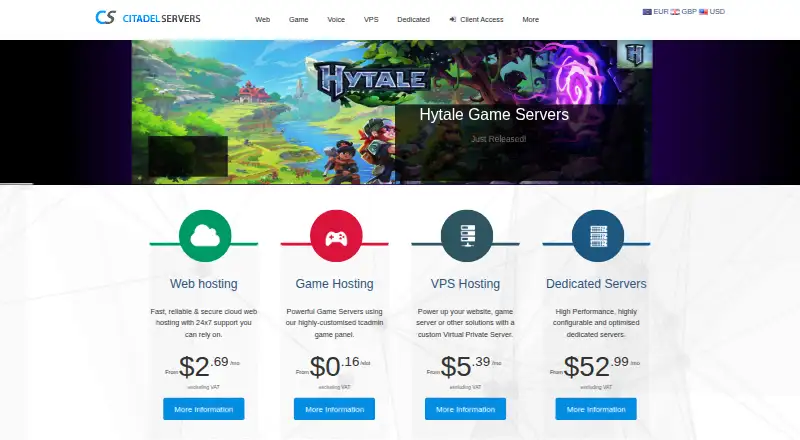 Citadel Servers's own site