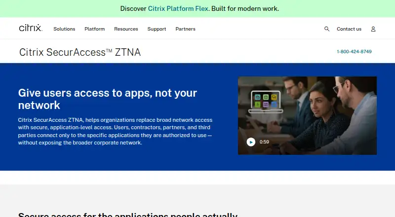 The Citrix Secure Private Access homepage