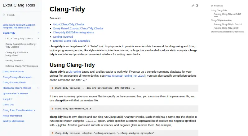 clang-tidy's own site