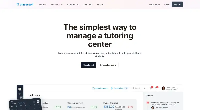 The Classcard homepage