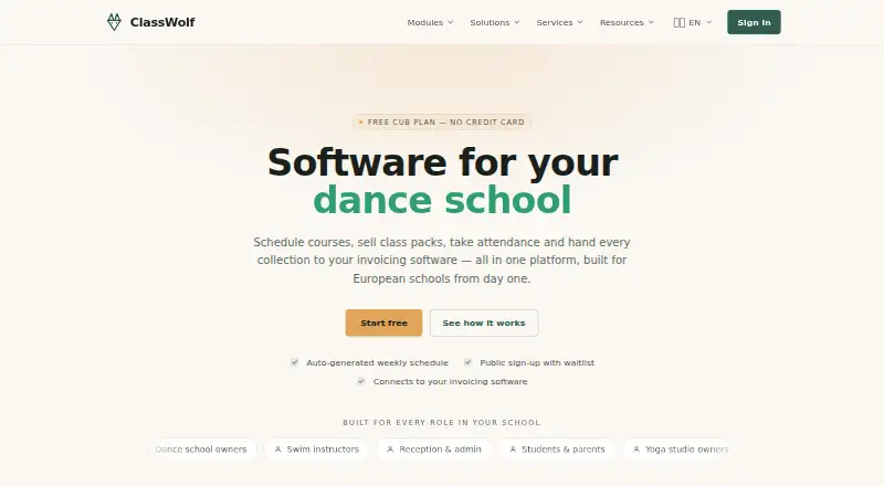 The ClassWolf homepage