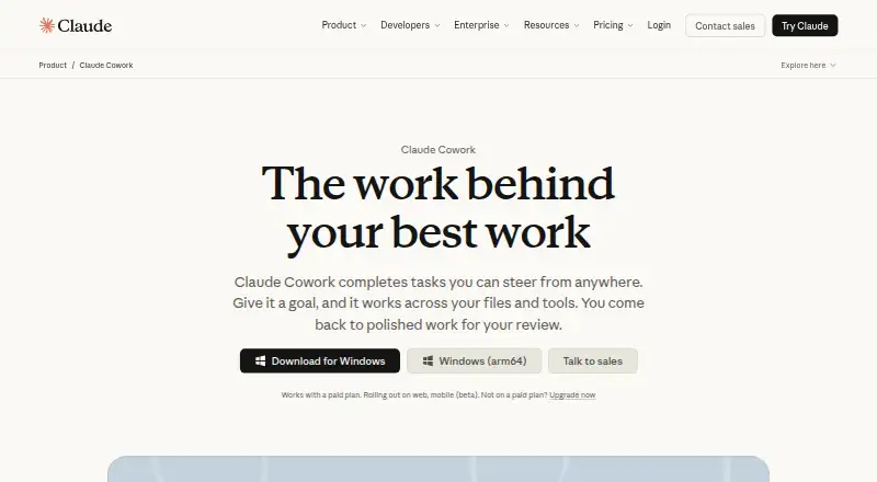 Claude Cowork's own site