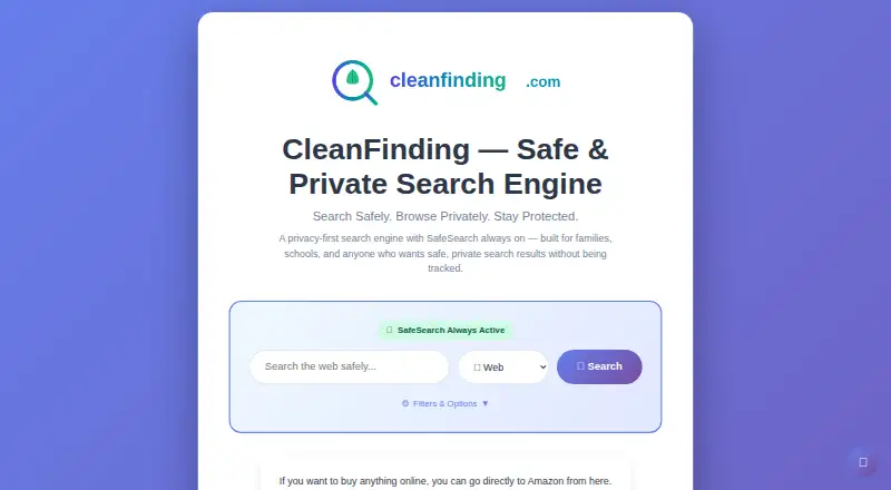 CleanFinding Browser's own site