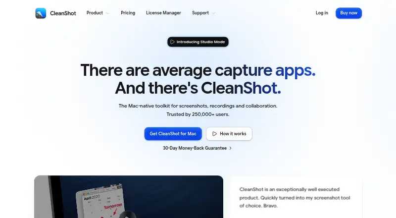 CleanShot X's own site