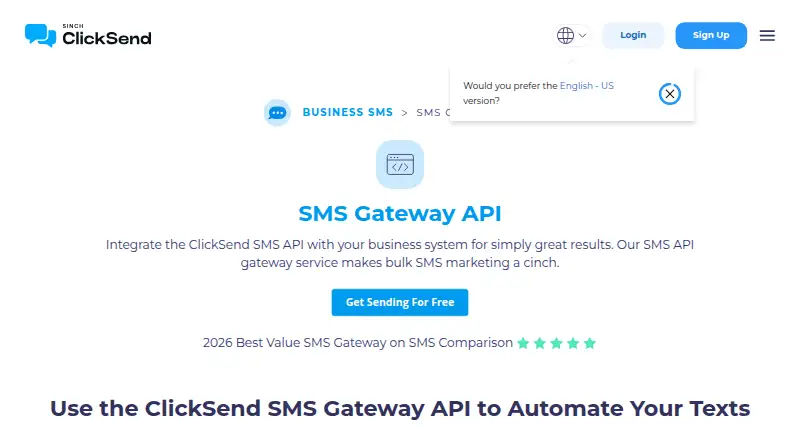ClickSend SMS Gateway API's own site