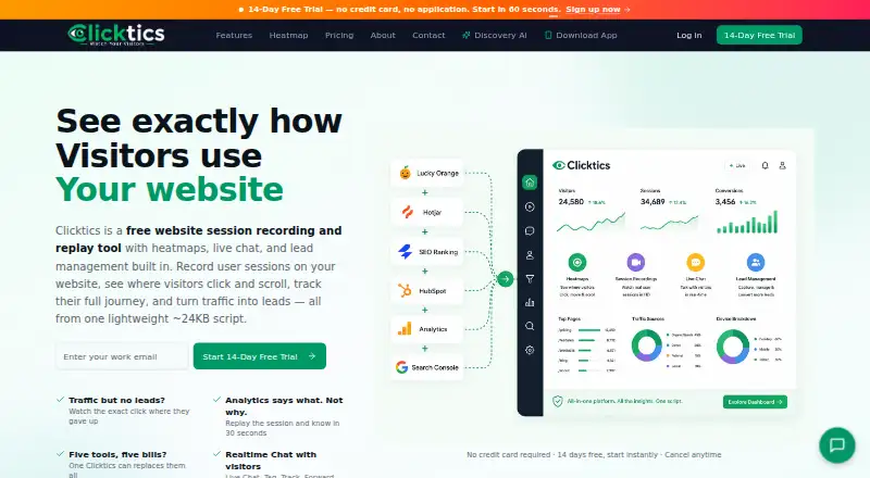 Clicktics's own site