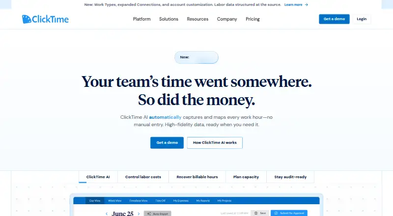 ClickTime's own site