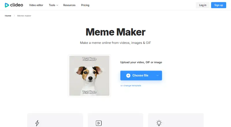Clideo Meme Maker's own site